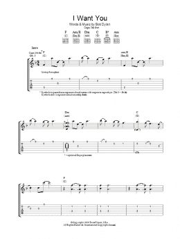 page one of I Want You (Guitar Tab)