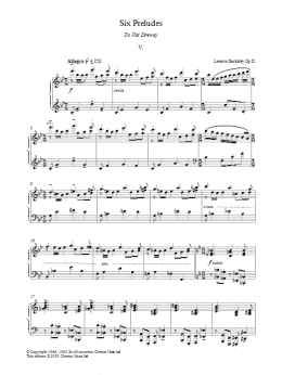 page one of Prelude No. 5 (from Six Preludes) (Piano Solo)