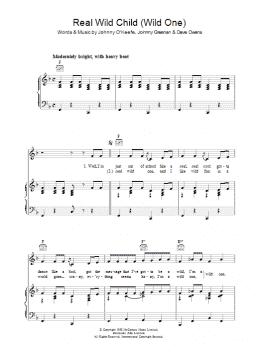 page one of Real Wild Child (Piano, Vocal & Guitar Chords)