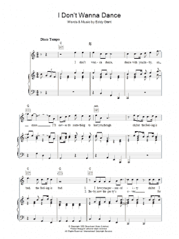 page one of I Don't Wanna Dance (Piano, Vocal & Guitar Chords)