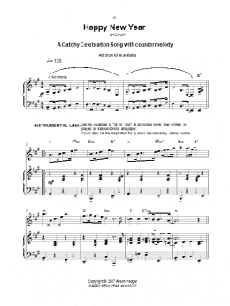 page one of Happy New Year (Piano, Vocal & Guitar Chords)