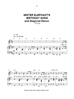 page one of Mister Elephant's Birthday Song And Diagonal Dance (Piano, Vocal & Guitar Chords)