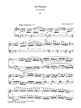 page one of Prelude No. 3 (from Six Preludes) (Piano Solo)