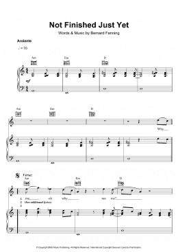 page one of Not Finished Just Yet (Piano, Vocal & Guitar Chords)