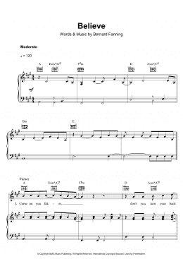 page one of Believe (Piano, Vocal & Guitar Chords)