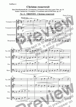 page one of Christus resurrexit - Trionfo for Brass Quartet, from the Easter Cantata op. 14, Nr. 4