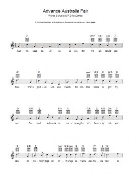 page one of Advance Australia Fair (Lead Sheet / Fake Book)