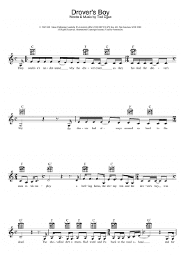 page one of Drover's Boy (Lead Sheet / Fake Book)