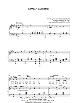 page one of Torna A Surriento (Piano, Vocal & Guitar Chords)