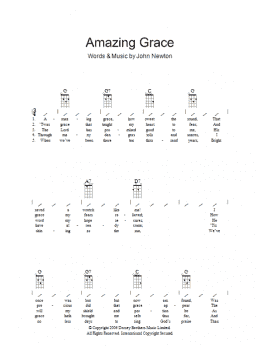 page one of Amazing Grace (Ukulele Chords/Lyrics)