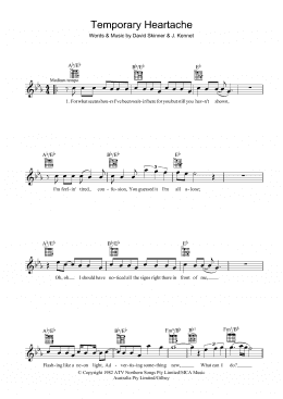page one of Temporary Heartache (Lead Sheet / Fake Book)