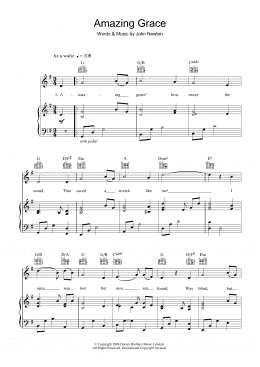 page one of Amazing Grace (Piano, Vocal & Guitar Chords)