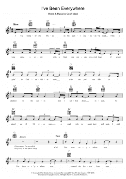 page one of I've Been Everywhere (Lead Sheet / Fake Book)