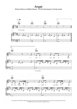 page one of Angel (Piano, Vocal & Guitar Chords)