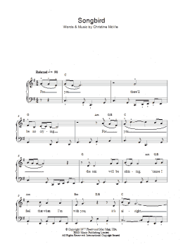 page one of Songbird (Easy Piano)