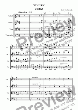 page one of String Quartet in D - 1. Allegro