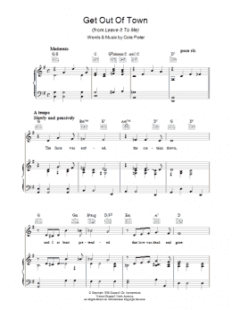 page one of Get Out Of Town (Piano, Vocal & Guitar Chords)