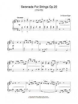 page one of Serenade For Strings Op.20 (Allegretto) (Easy Piano)