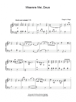 page one of Miserere Mei Deus (Easy Piano)