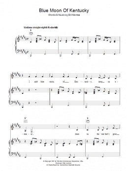 page one of Blue Moon Of Kentucky (Piano, Vocal & Guitar Chords)