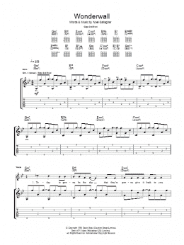 page one of Wonderwall (Guitar Tab)