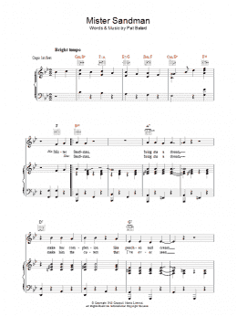 page one of Mister Sandman (Piano, Vocal & Guitar Chords (Right-Hand Melody))