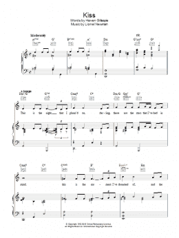 page one of Kiss (Piano, Vocal & Guitar Chords)