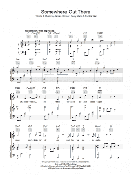 page one of Somewhere Out There (Piano, Vocal & Guitar Chords)