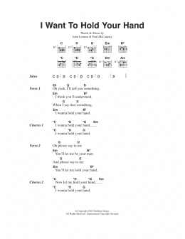 page one of I Want To Hold Your Hand (Guitar Chords/Lyrics)