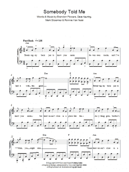 page one of Somebody Told Me (Easy Piano)