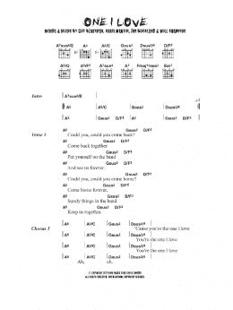 page one of One I Love (Guitar Chords/Lyrics)