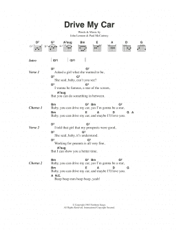 page one of Drive My Car (Guitar Chords/Lyrics)