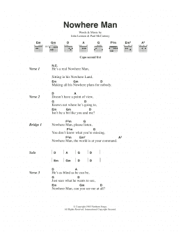 page one of Nowhere Man (Guitar Chords/Lyrics)