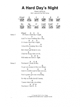 page one of A Hard Day's Night (Guitar Chords/Lyrics)