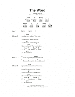 page one of The Word (Guitar Chords/Lyrics)