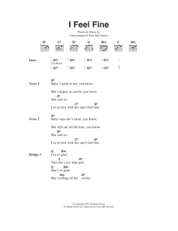 page one of I Feel Fine (Guitar Chords/Lyrics)