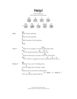 page one of Help! (Guitar Chords/Lyrics)