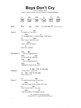 page one of Boys Don't Cry (Guitar Chords/Lyrics)