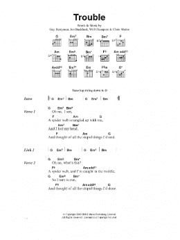 page one of Trouble (Guitar Chords/Lyrics)