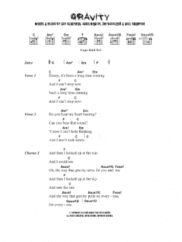 page one of Gravity (Guitar Chords/Lyrics)