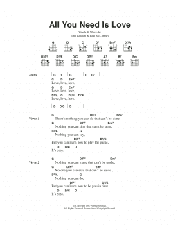 page one of All You Need Is Love (Guitar Chords/Lyrics)