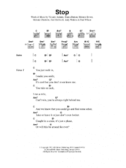 page one of Stop (Guitar Chords/Lyrics)