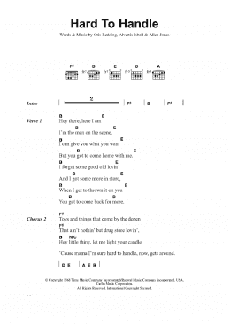 page one of Hard To Handle (Guitar Chords/Lyrics)