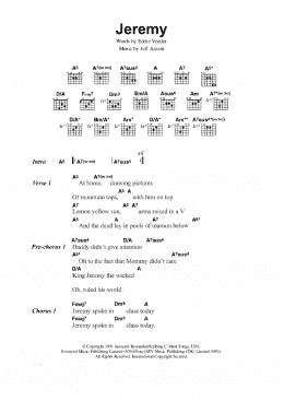 page one of Jeremy (Guitar Chords/Lyrics)