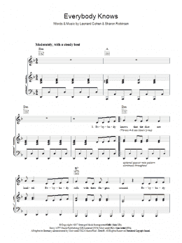 page one of Everybody Knows (Piano, Vocal & Guitar Chords)