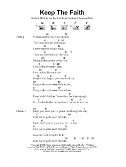 page one of Keep The Faith (Guitar Chords/Lyrics)