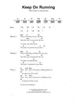 page one of Keep On Running (Guitar Chords/Lyrics)