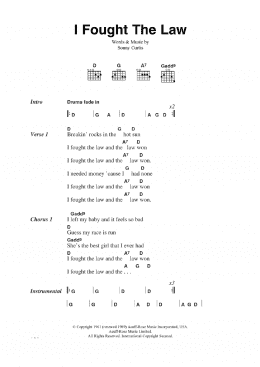 page one of I Fought The Law (Guitar Chords/Lyrics)