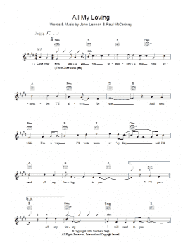 page one of All My Loving (Lead Sheet / Fake Book)