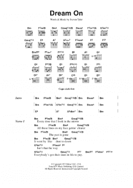 page one of Dream On (Guitar Chords/Lyrics)